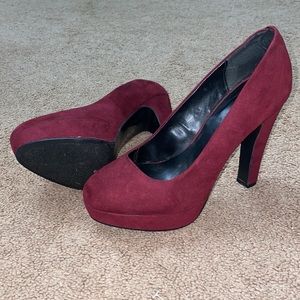 Call it Spring Burgundy Suede Heels, sz 8